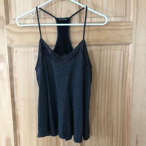 Express Embellished Racerback Cami - Women's Sz M - Charcoal Gray